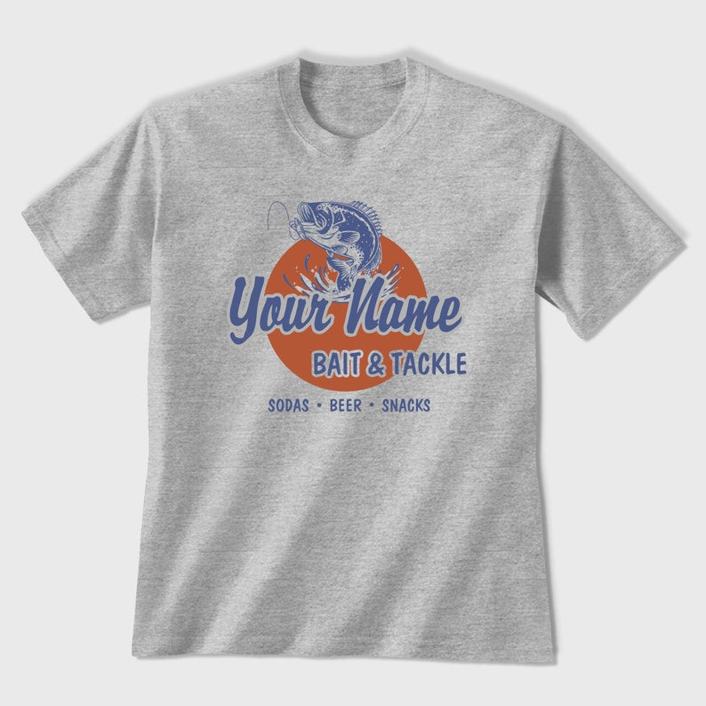 Custom Fishing T-shirt, Personalized Unisex Outdoor Printed Tee, for Dad Father Husband Boyfriend Outdoorsman Angler Boater, Bait And Tackle Bass Fishing