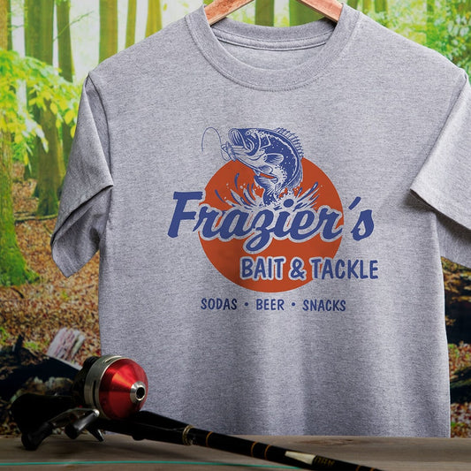 Custom Fishing T-shirt, Personalized Unisex Outdoor Printed Tee, for Dad Father Husband Boyfriend Outdoorsman Angler Boater, Bait And Tackle Bass Fishing