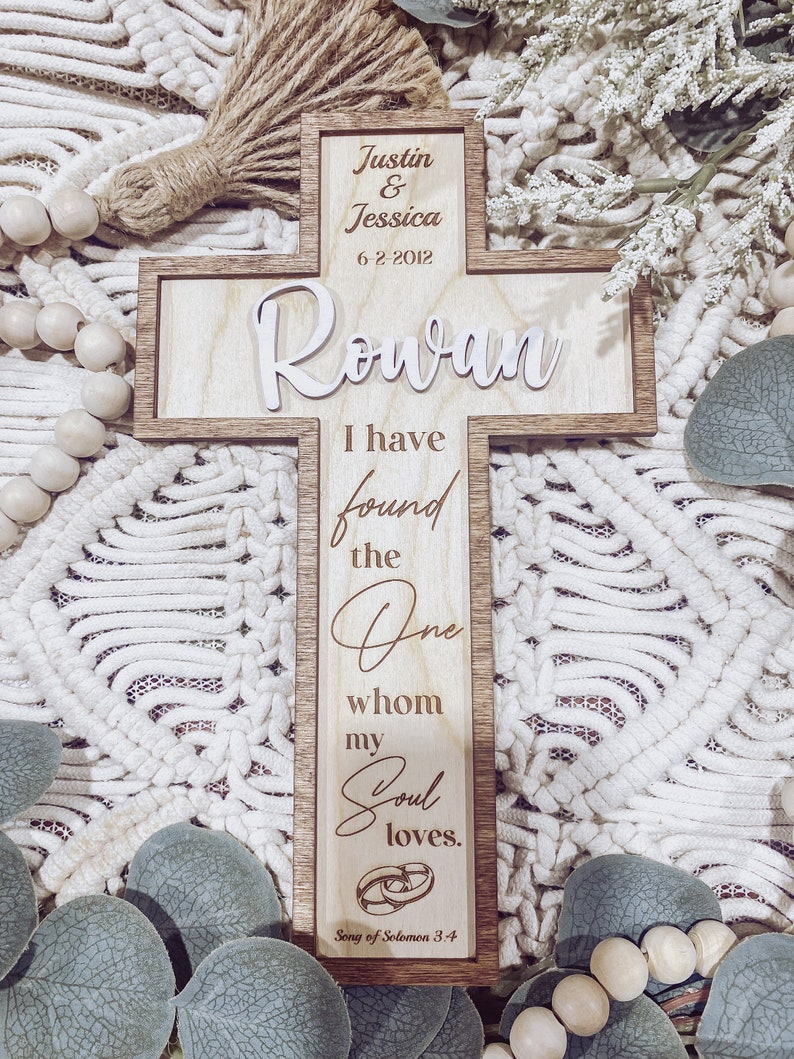 Personalized Wedding Cross | Custom Wedding Gift | Wedding Shower | Wedding Favors | Personalized Wedding Decor | Boho Cross | Boho Wedding