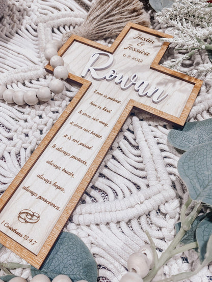 Personalized Wedding Cross | Custom Wedding Gift | Wedding Shower | Wedding Favors | Personalized Wedding Decor | Boho Cross | Boho Wedding