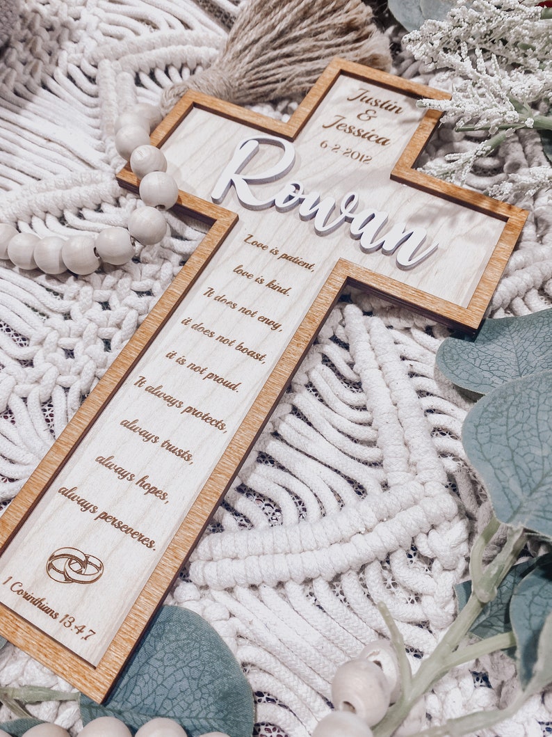 Personalized Wedding Cross | Custom Wedding Gift | Wedding Shower | Wedding Favors | Personalized Wedding Decor | Boho Cross | Boho Wedding