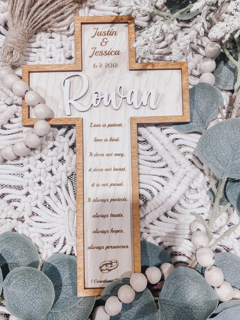 Personalized Wedding Cross | Custom Wedding Gift | Wedding Shower | Wedding Favors | Personalized Wedding Decor | Boho Cross | Boho Wedding