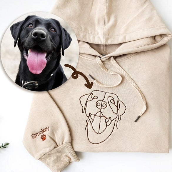 Personalized Embroidered Custom Dog Face with photo Hoodie