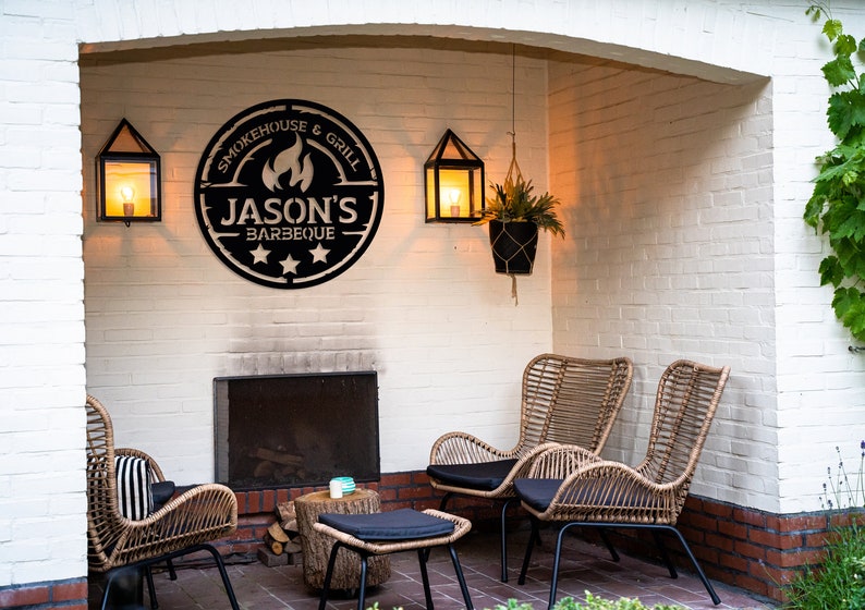 Personalized Metal Barbecue Wall Sign, Custom Grill Sign, Barbecue Sign for Outdoor, Large BBQ Sign, Custom Gift, Barbecue Wall Art Decor