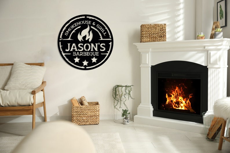 Personalized Metal Barbecue Wall Sign, Custom Grill Sign, Barbecue Sign for Outdoor, Large BBQ Sign, Custom Gift, Barbecue Wall Art Decor