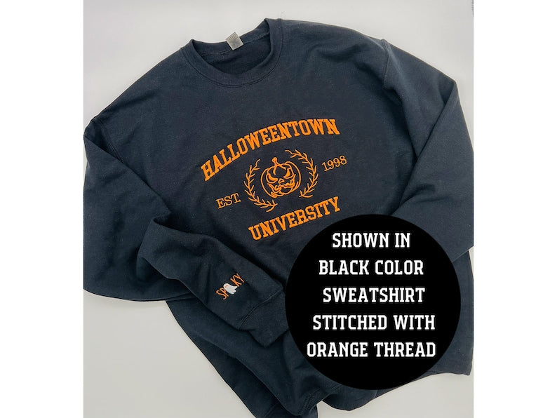 Embroidered Halloween embroidery sweatshirt/Halloweentown sweatshirt, sleeve spooky, ghost, Y2K Style Embroidered Crewneck| Pumpkin Shirt il_794xN.5126499599_olv9.jpg