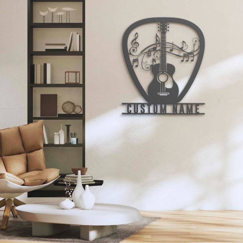 Custom Guitar Pick Metal Personalized Guitar Player Name Sign Home Decor Music Room Decoration Guitarist Birthday Xmas