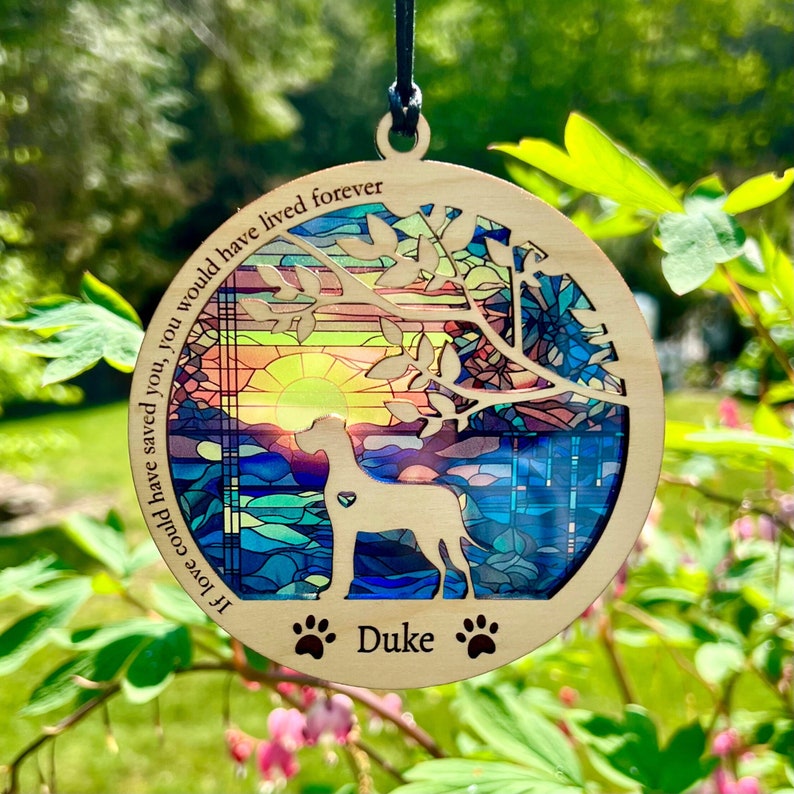 Dog Memorial Suncatcher, Breed Specific Pet Loss Gift, Perfect for dog lover, mixed breed, rescue dogs, service dogs