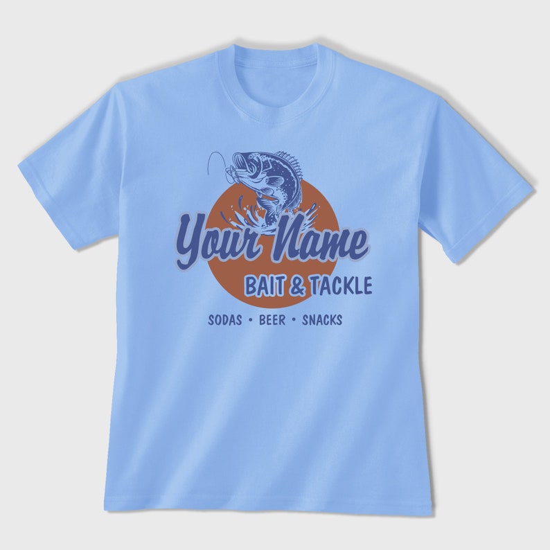Custom Fishing T-shirt, Personalized Unisex Outdoor Printed Tee, for Dad Father Husband Boyfriend Outdoorsman Angler Boater, Bait And Tackle Bass Fishing
