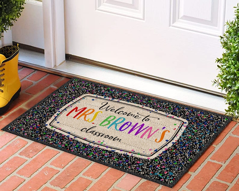 Custom Teacher Welcome Mat, Personalized Classroom Doormat, Back to School Decor, Classroom Decor, Teacher Rug, Classroom Rug, Teacher Gifts