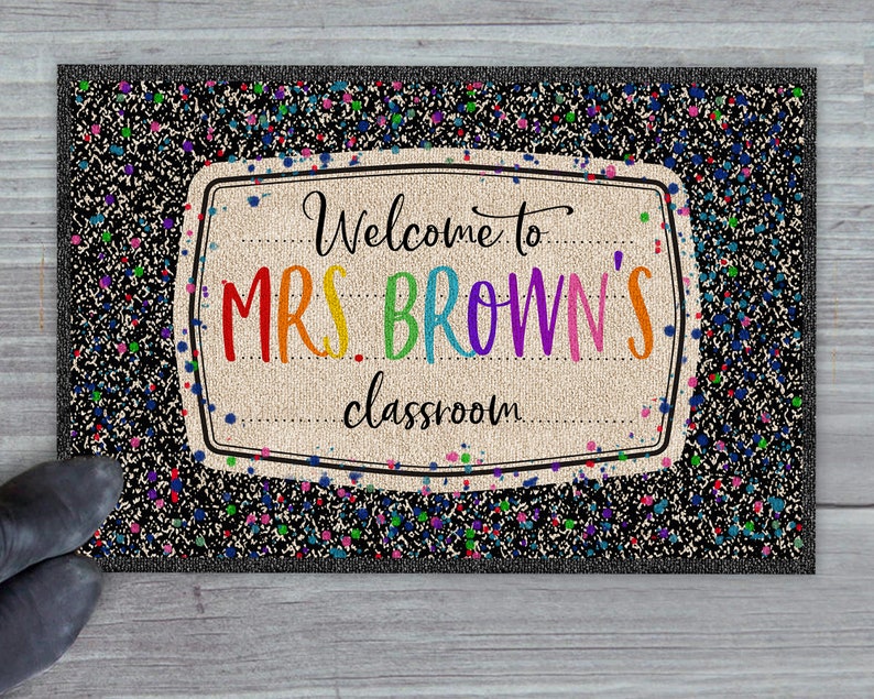 Custom Teacher Welcome Mat, Personalized Classroom Doormat, Back to School Decor, Classroom Decor, Teacher Rug, Classroom Rug, Teacher Gifts
