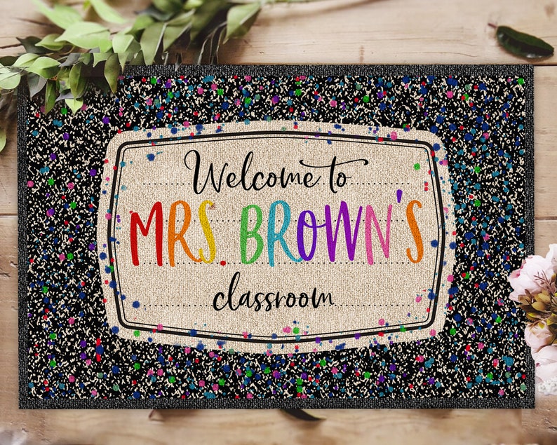 Custom Teacher Welcome Mat, Personalized Classroom Doormat, Back to School Decor, Classroom Decor, Teacher Rug, Classroom Rug, Teacher Gifts