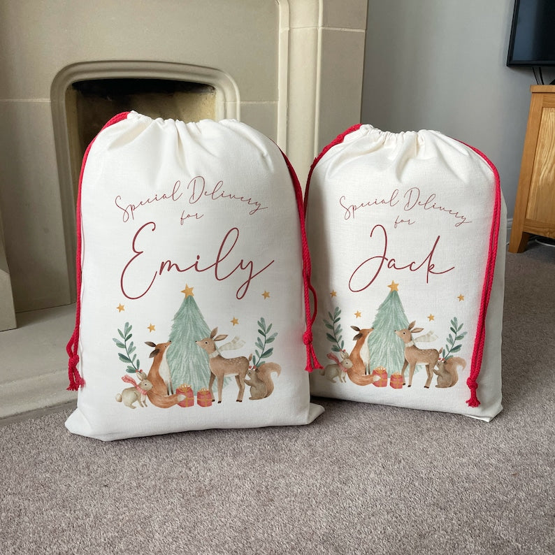 Personalised Christmas Sack - Personalised Family Christmas Sacks - Personalised Christmas Toy Sack - Personalised Christmas Decorations