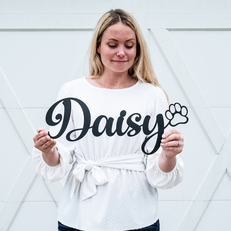 Personalized Metal Pet Name with Paw | Custom Metal Dog D cor | Dog Name Sign | Gift for Dog Mom Dog Dad | Pet Loss Gift Dog Memorial Gift
