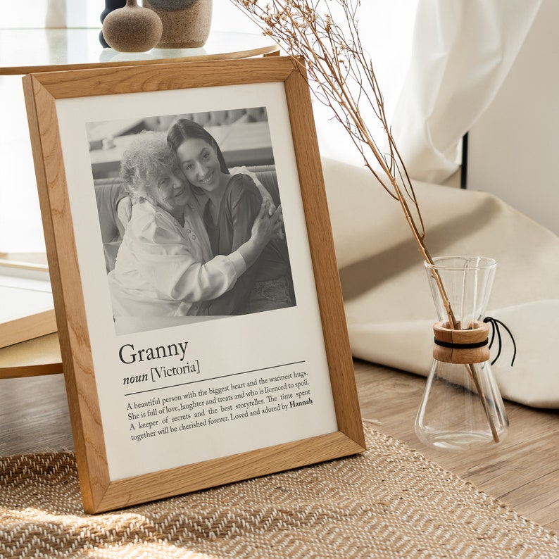 Personalised Grandmother definition print - Custom gift with photo for Nan, Gift idea for Nana, birthday gift Grandma, Photo Gift for Granny