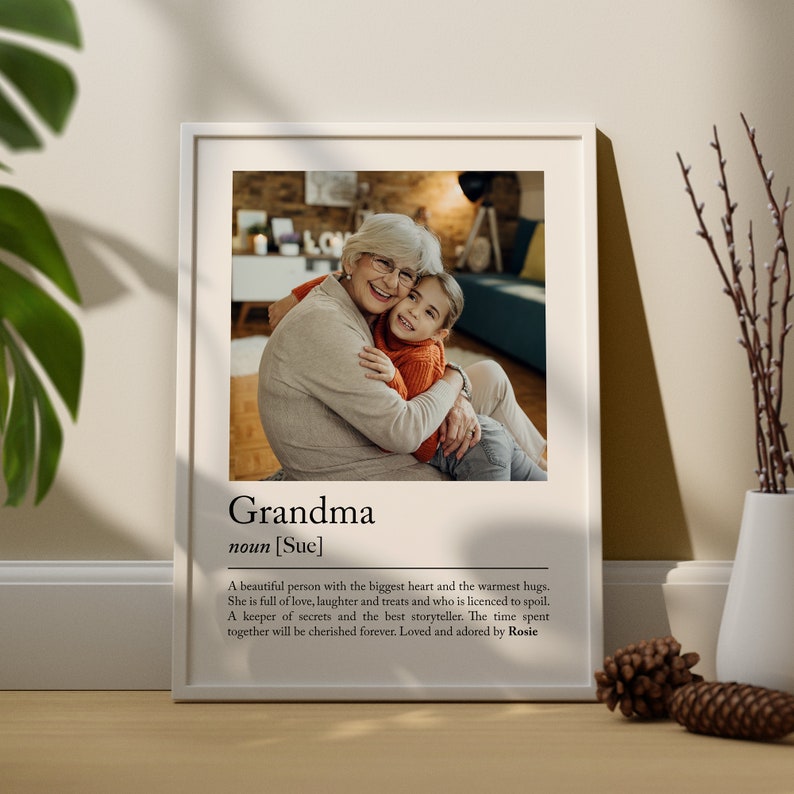 Personalised Grandmother definition print - Custom gift with photo for Nan, Gift idea for Nana, birthday gift Grandma, Photo Gift for Granny