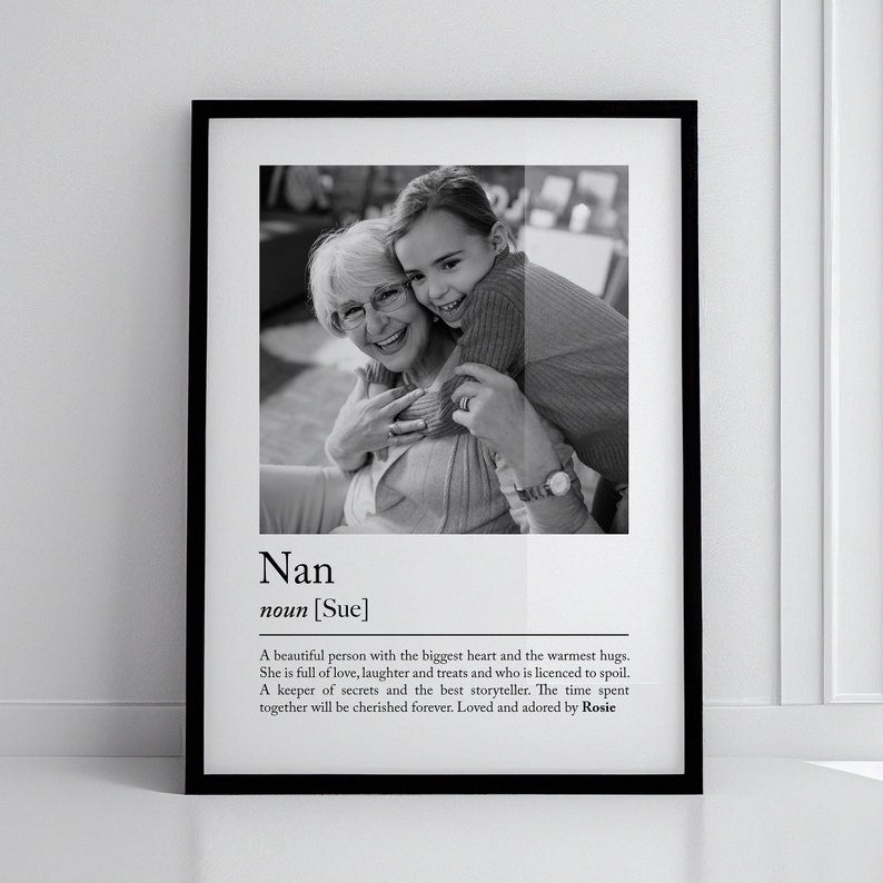 Personalised Grandmother definition print - Custom gift with photo for Nan, Gift idea for Nana, birthday gift Grandma, Photo Gift for Granny