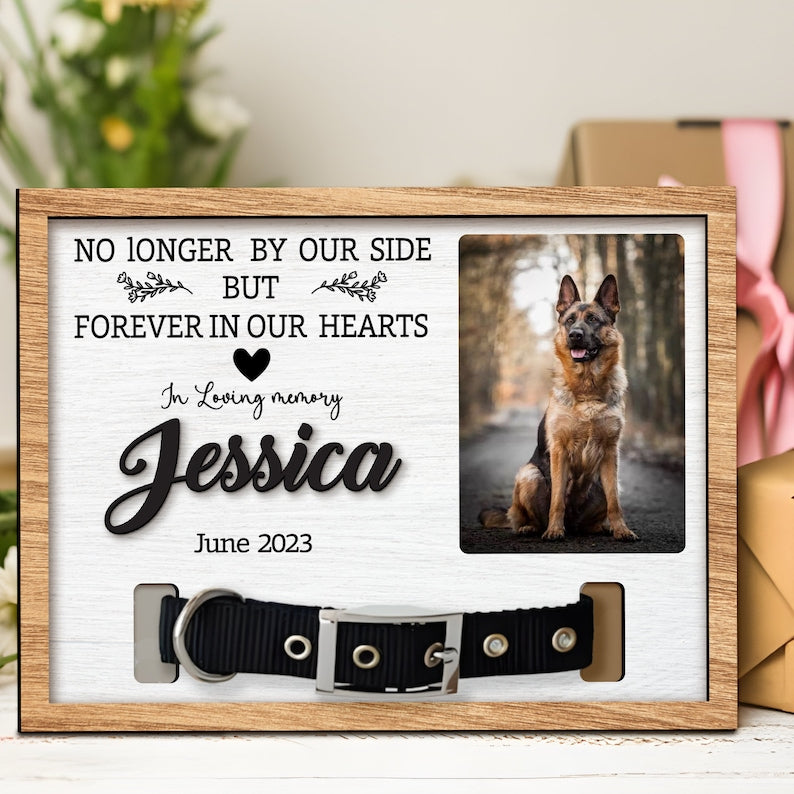 Memorial Pet Collar Sign, Dog Memorial Wood Frame With Collar Holder, Dog Memorial Gifts