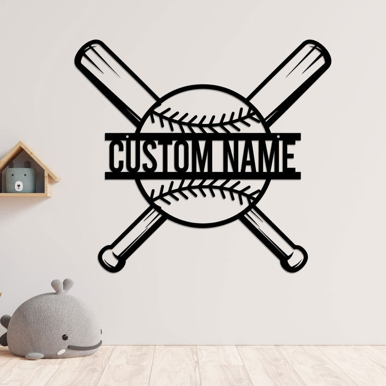 Custom Baseball Bat Metal Sign with LED Lights, Baseball Name Sign, Baseball Lover, Sport Room Decor, Kids Nursery Room Decor, Gift for Him