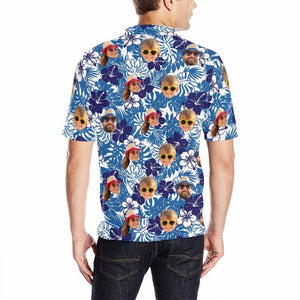 Personalized Hawaiian Polo Shirt with Face, Custom Photo/Logo Polo Shirt for Men, Custom Face Shirt, Custom Short Sleeve, Gift for Dad