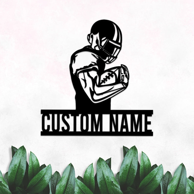 Custom American Football Metal Sign, Football Player Name Sign, Football Coach Gift, Boys Room Decor, Sport Room Wall Hanging