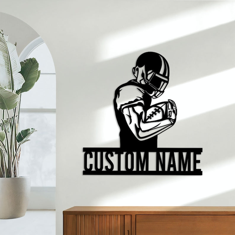 Custom American Football Metal Sign, Football Player Name Sign, Football Coach Gift, Boys Room Decor, Sport Room Wall Hanging