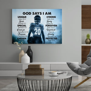 Personalized Gifts, Custom Football Canvas, God Say I Am Canvas, Wall Art For Living Room, Football Gifts For Men, Gifts For Boys