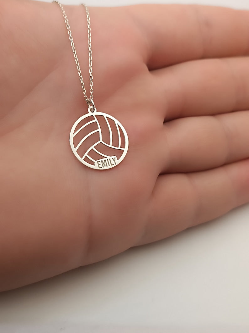 Sterling Silver Volleyball Pendant Necklace: Personalized Sport Jewelry Gift