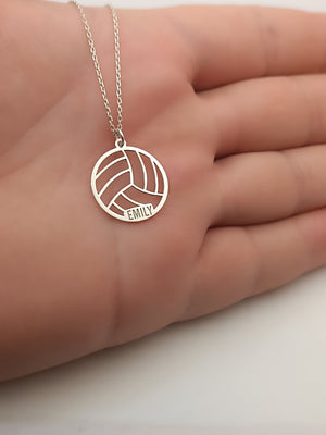 Sterling Silver Volleyball Pendant Necklace: Personalized Sport Jewelry Gift