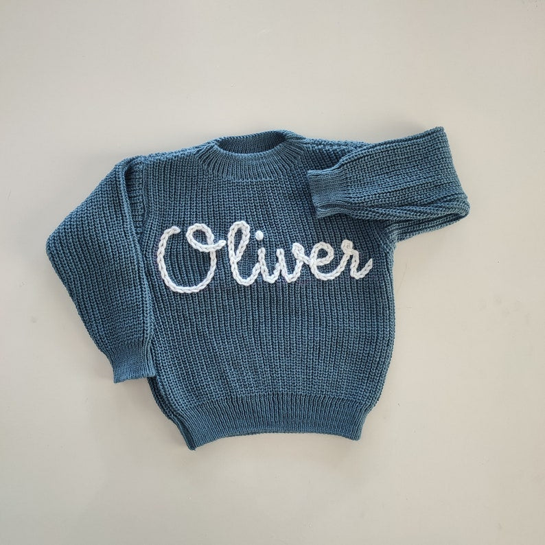 Embroidery Sweater, Baby Jumper with Name, Custom Toddler Sweater, Baby Knit Sweater, Baby Boy & Girl Gift, 1 Year Old Birthday Gifts