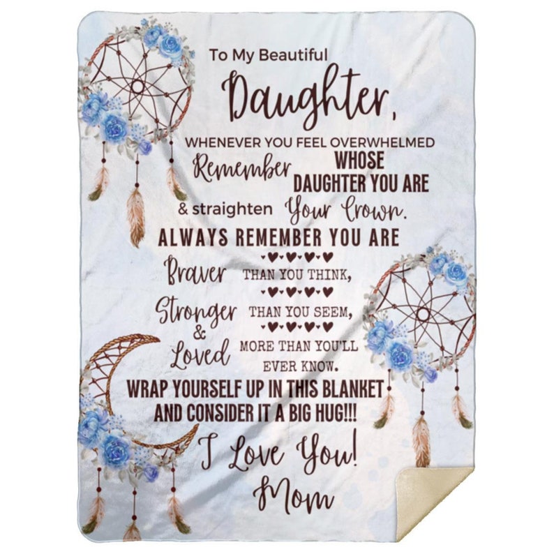 Dreamcatcher Blue Daughter Blanket from Mom Custom Blanket for daughter from Dad Sherpa blanket Custom Birthday Gifts Blanket Christmas gift