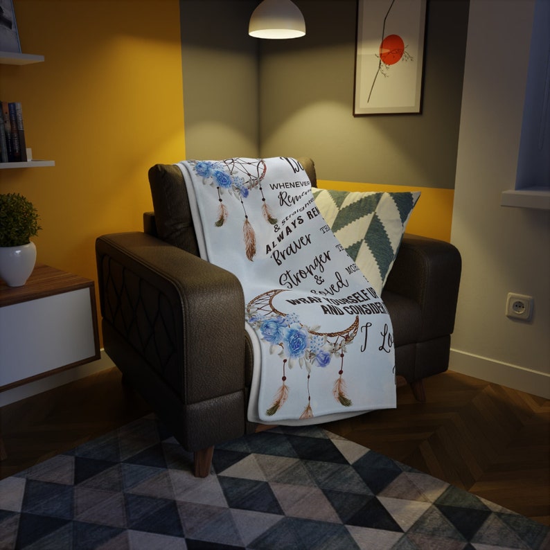 Dreamcatcher Blue Daughter Blanket from Mom Custom Blanket for daughter from Dad Sherpa blanket Custom Birthday Gifts Blanket Christmas gift