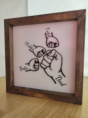 Fist Bump Dad and Kids Framed Sign, Dad Birthday Gift, Father's Day Gift for Dad, Gift Idea for Dad, Fathers Day Gift from Daughter Kids Son