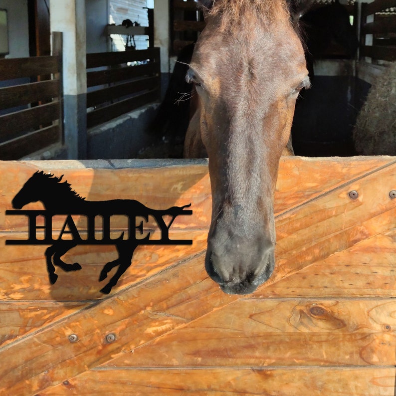 Custom Horse Name Plate Horse Name Plaque Personalized Stable Name Plaque Custom Horse Stall Metal Sign for Farm Barn Sign Ranch Metal Sign