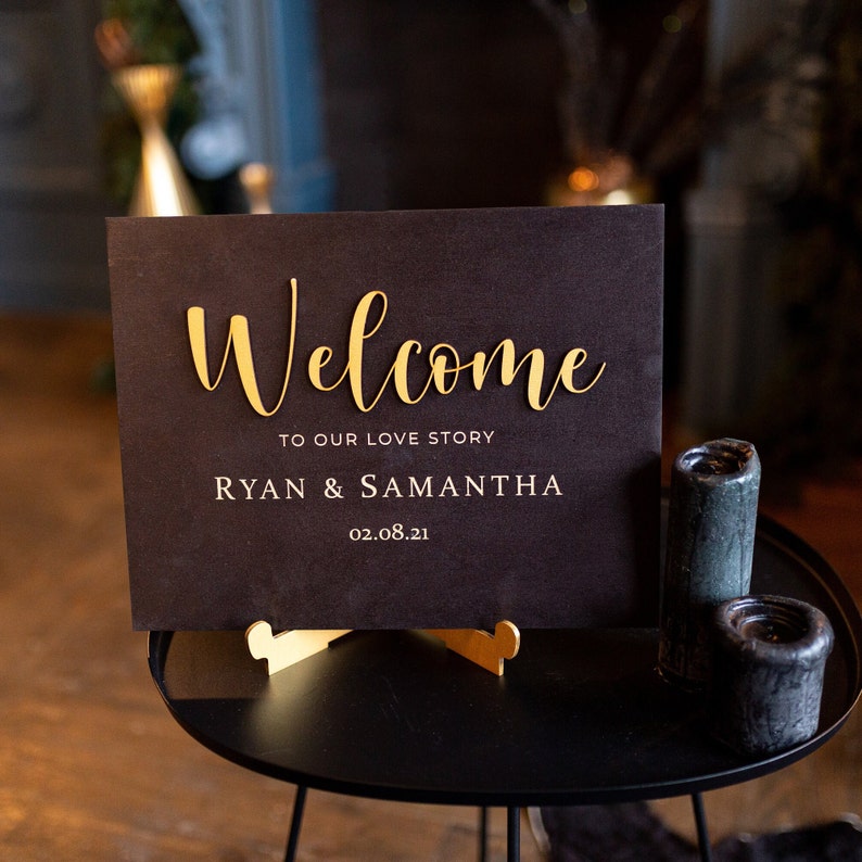 Custom Wooden Wedding Welcome Sign: Rustic Engagement Party Decor