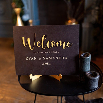 Custom Wooden Wedding Welcome Sign: Rustic Engagement Party Decor