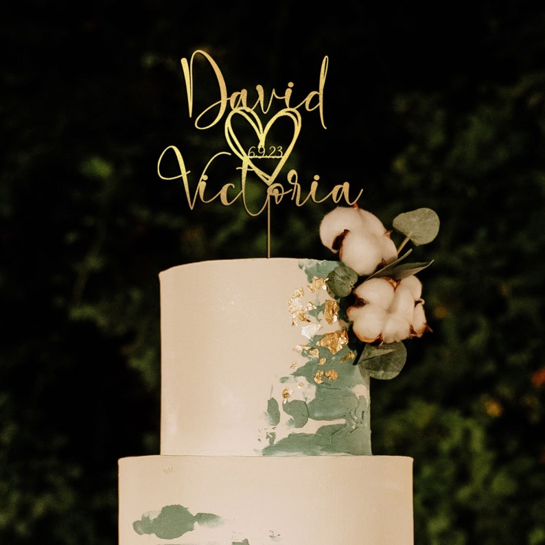 Cake Topper for Weddings,Wedding cake topper with a heart and a date, Personalized cake topper in a heart shape, Anniversary Cake toppers il_794xN.5147213098_g9xb.jpg