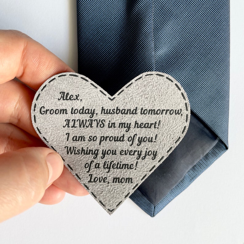 Son's Wedding Day Gift From Mother To Groom On His Wedding Personalized Tie Patch