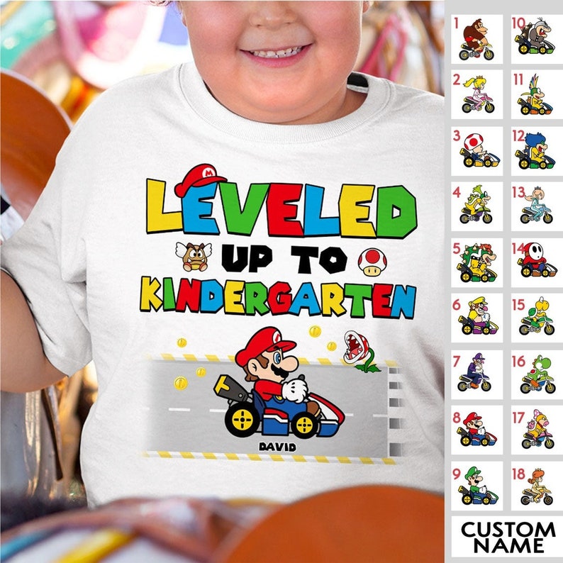 Personalized Super Kiddio Leveled Up Shirt, Custom Grade Toddler Shirt, Back To School Shirt, 1st Day Of School Shirt, Kindergarten Shirt