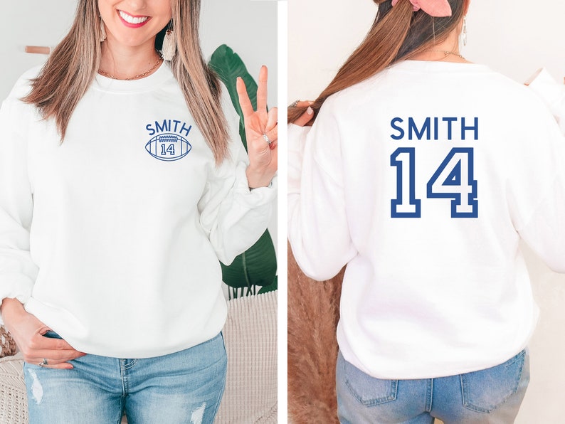 Custom Football Mom Sweatshirt, Personalized Football Crewneck, Game Day Hoodie, Name and Number Football Sweatshirt, Football Fan Shirt