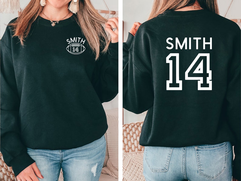 Custom Football Mom Sweatshirt, Personalized Football Crewneck, Game Day Hoodie, Name and Number Football Sweatshirt, Football Fan Shirt