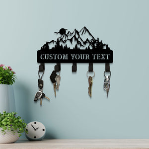 Mountain Range Summit Key Holder for Wall, Metal Key Holder, Custom Key Rack, Mountain Forest Rustic Home Decor, Wall Mounted Key Hooks