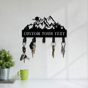 Mountain Range Summit Key Holder for Wall, Metal Key Holder, Custom Key Rack, Mountain Forest Rustic Home Decor, Wall Mounted Key Hooks