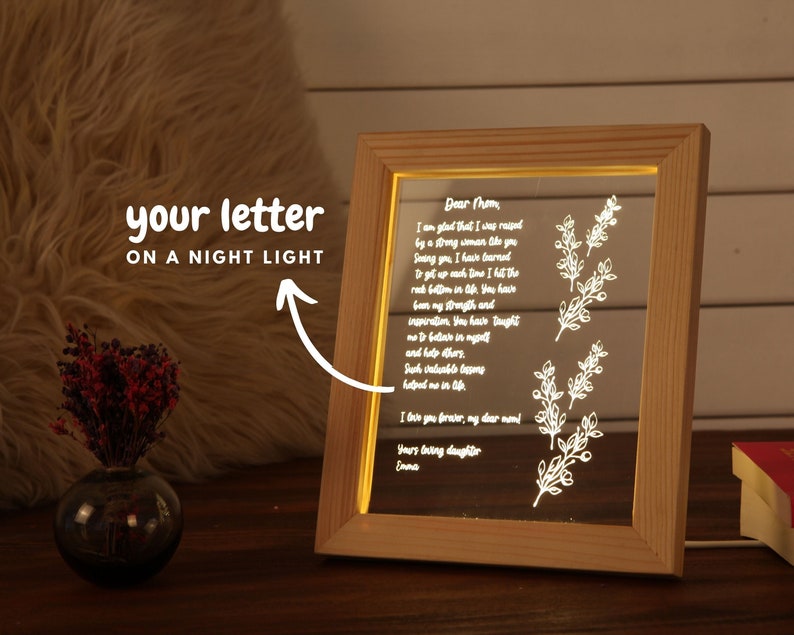 Personalized Hand-Written Letter Night Light - Mother's Day Gift Ideas - Mothers Day Gift - Gift for Mom - Grandma Nana Mommy Birthday Gifts