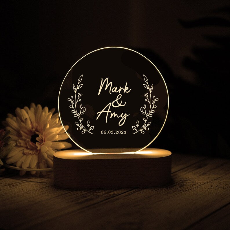 Personalized Couple Night Light, Custom Anniversary Gift