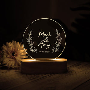 Personalized Couple Night Light, Custom Anniversary Gift