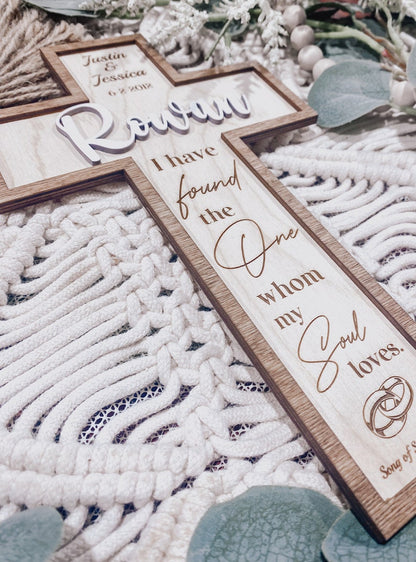 Personalized Wedding Cross | Custom Wedding Gift | Wedding Shower | Wedding Favors | Personalized Wedding Decor | Boho Cross | Boho Wedding