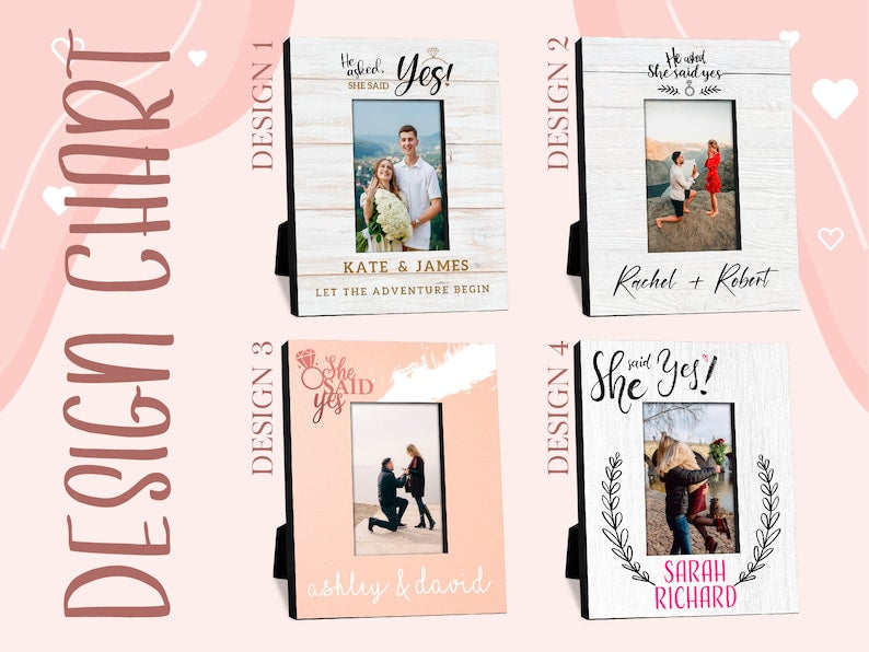 Engagement Gifts for Couple Picture Frame, Engagement Frame, She Said Yes, Personalized Photo Frame for Couple, Couples Gift, Gift for Her
