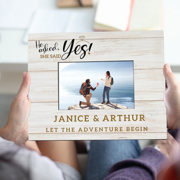 Engagement Gifts for Couple Picture Frame, Engagement Frame, She Said Yes, Personalized Photo Frame for Couple, Couples Gift, Gift for Her