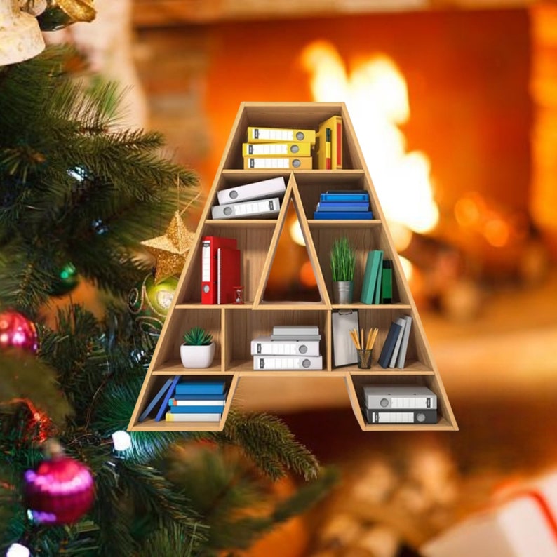 Christmas Tree Decoration -Book Lovers Gift - Librarian Ornament - Personalized Acrylic Ornament - Lover Bookworm - Bookshelf Custom Name